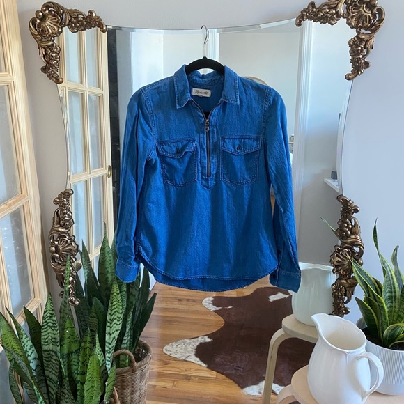 Madewell Tops - Madewell Denim Zip Top